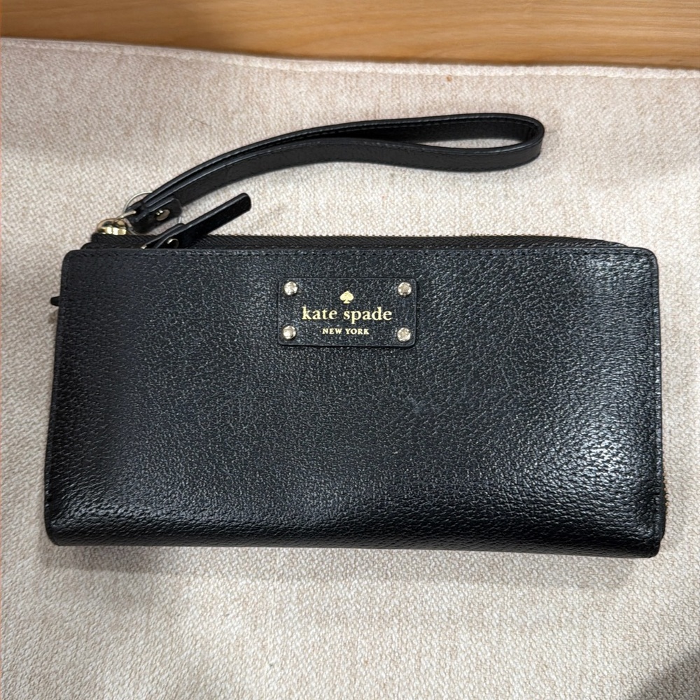 Kate Spade Black Leather Wristlet